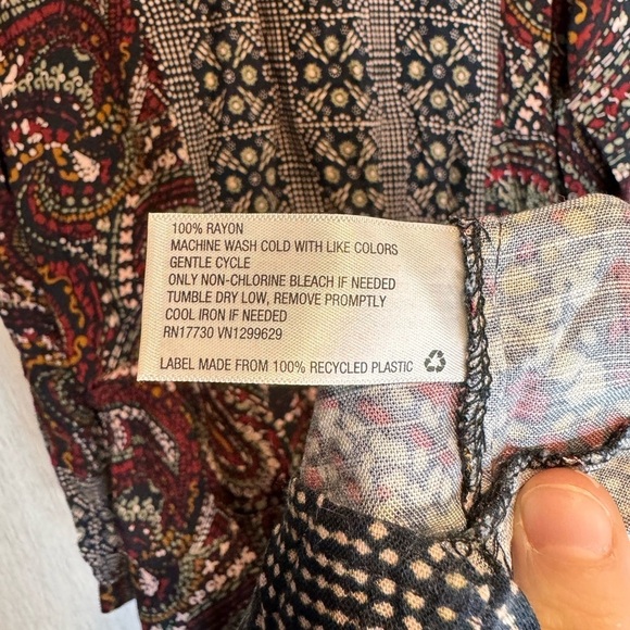 🎯 Knox Rose Maxi Dress Womens Large Night Sky Paisley Button Front Boho Cottage - Picture 9 of 9